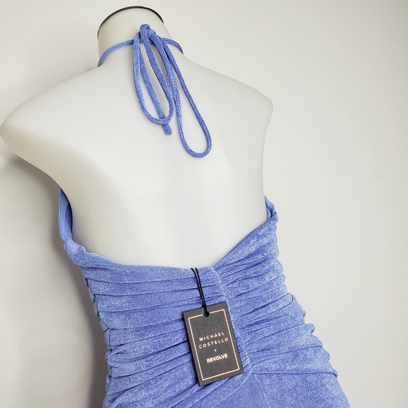 Revolve x Michael Costello | Blue Carol Knee Length Halter Dress - Picture 6 of 8